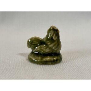 Wade Whimsies Noah's Ark Series Green Rooster Figurine Glazed Porcelain